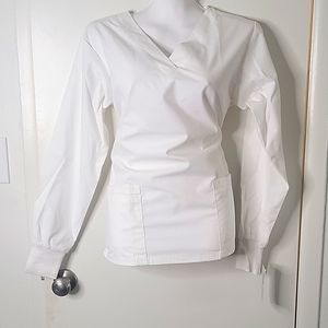 White scrub top- buttersoft